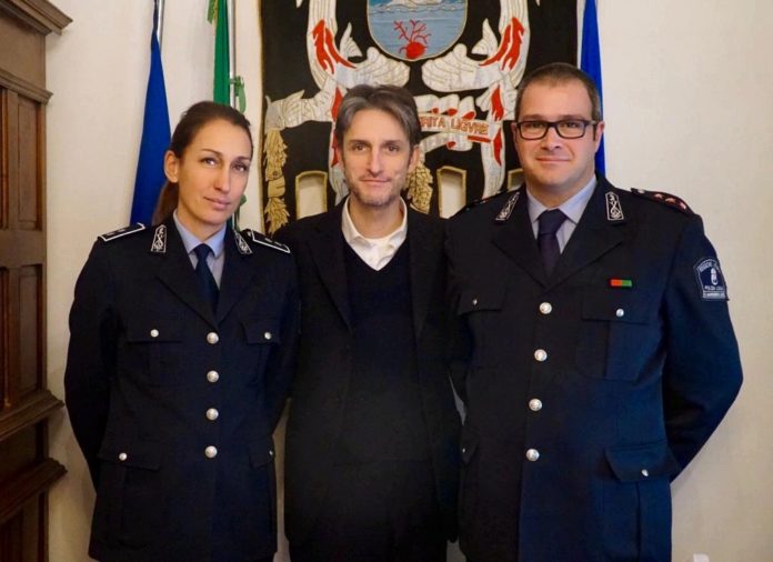 Il Vicecomandante della Polizia Locale Laura Adami il Sindaco Paolo Donadoni e il Comandante Luigi Penna