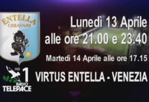 Virtus Entella – Venezia in differita su Teleradiopace lunedì alle 21 e 23.40